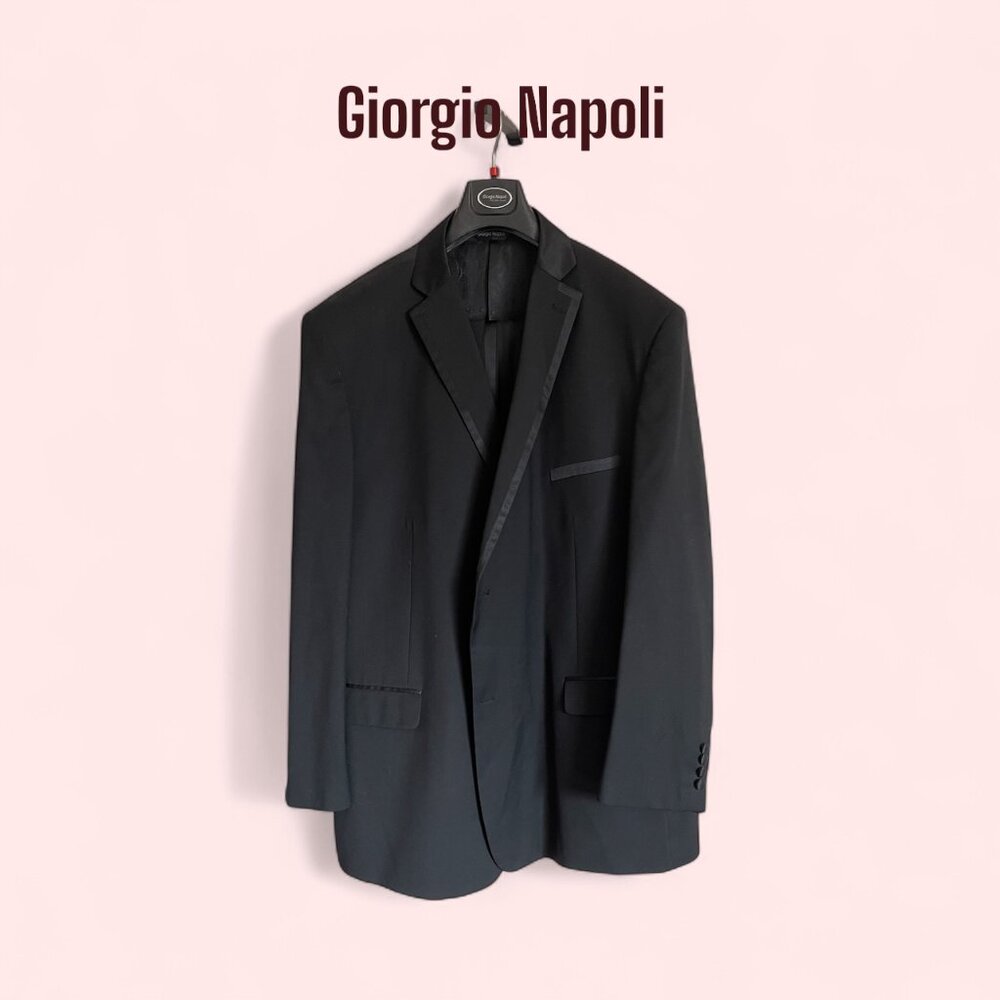 Giorgio Napoli Big & Tall Black Tuxedo Suit 54L/48L w/ Suspenders